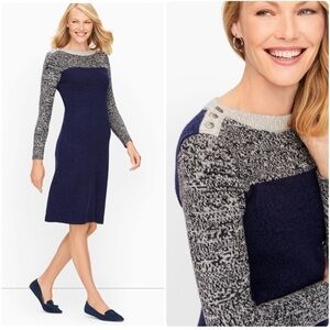 TALBOTS | Women’s Marled Tweed Colorblock Knit Shift Dress Size PM
